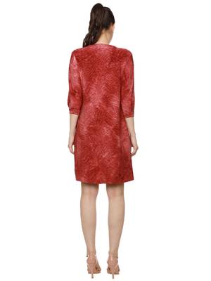 Red woven polyester short-dresses 2