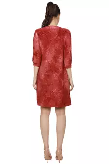 Red woven polyester short-dresses