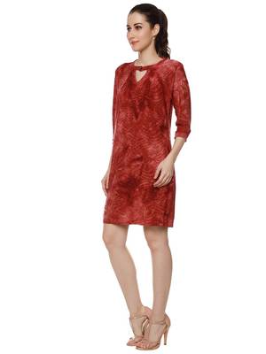 Red woven polyester short-dresses 3