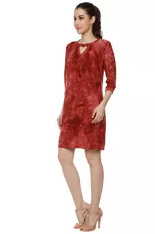 Red woven polyester short-dresses