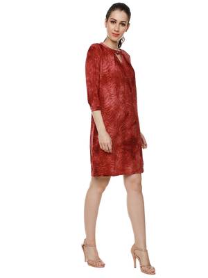 Red woven polyester short-dresses 4