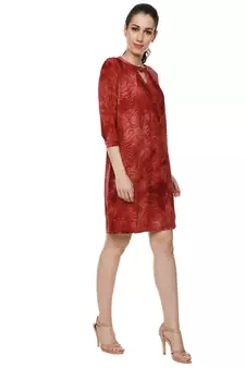 Red woven polyester short-dresses