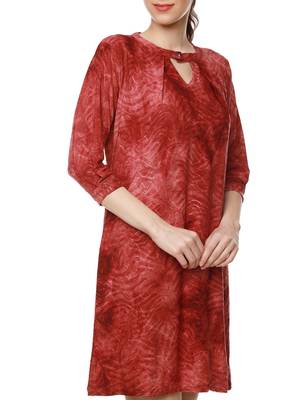 Red woven polyester short-dresses 5