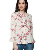 Red printed viscose rayon party-tops