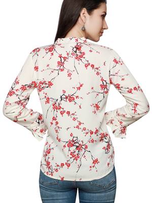 Red printed viscose rayon party-tops 2