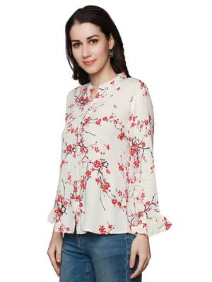 Red printed viscose rayon party-tops 4