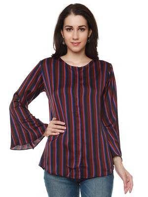 Maroon printed polyester party-tops 1