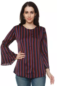 Maroon printed polyester party-tops