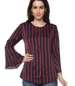 Maroon printed polyester party-tops