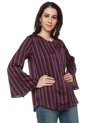 Maroon printed polyester party-tops 3