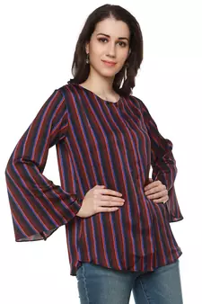 Maroon printed polyester party-tops