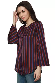 Maroon printed polyester party-tops