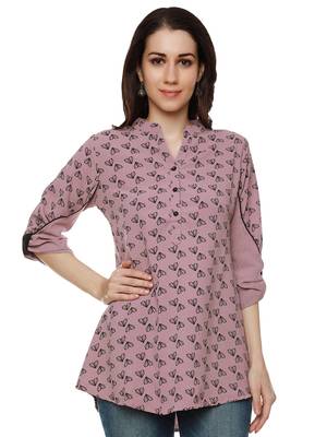 Purple printed polyester party-tops 1