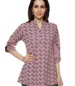 Purple printed polyester party-tops