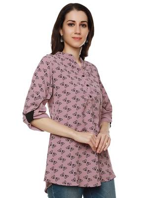Purple printed polyester party-tops 3