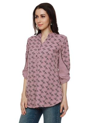 Purple printed polyester party-tops 4