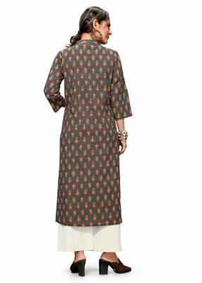 Varyaa Women's Brown Coloured Cotton Jaipuri Floral Printed Kurti (S To XXL-Size) 2