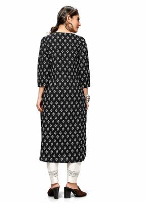 Varyaa Women's Black Coloured Cotton Jaipuri Printed Kurti (S To XXL-Size) 2