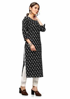 Varyaa Women's Black Coloured Cotton Jaipuri Printed Kurti (S To XXL-Size) 3