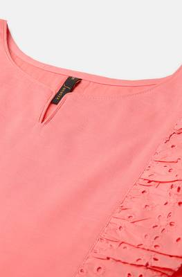 Janasya Pink embroidered cotton cotton tops 5