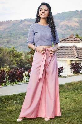 Janasya Blue embroidered cotton crop tops 1