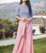 Janasya Blue embroidered cotton crop tops