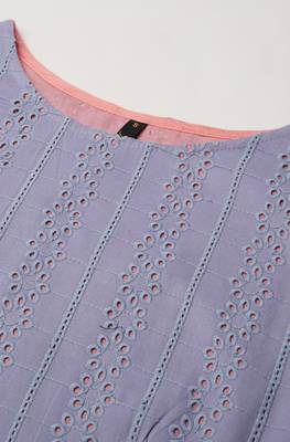 Janasya Blue embroidered cotton crop tops 5