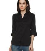 Black plain cotton party-tops