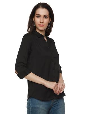 Black plain cotton party-tops 3