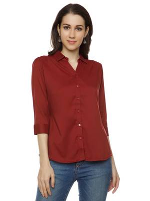 Maroon plain cotton party-tops 1