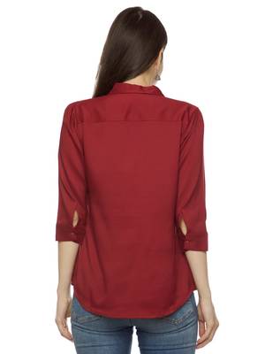 Maroon plain cotton party-tops 2