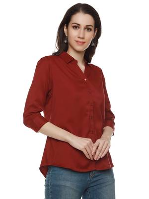 Maroon plain cotton party-tops 3
