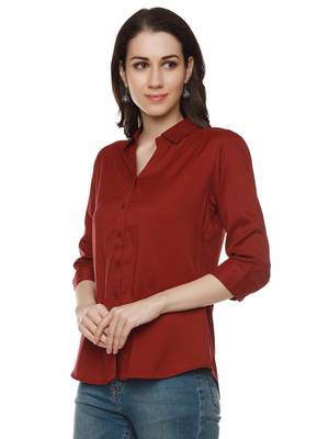 Maroon plain cotton party-tops 4