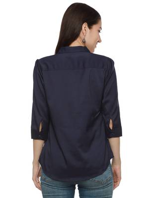 Navy-blue plain cotton party-tops 2