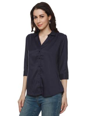 Navy-blue plain cotton party-tops 4