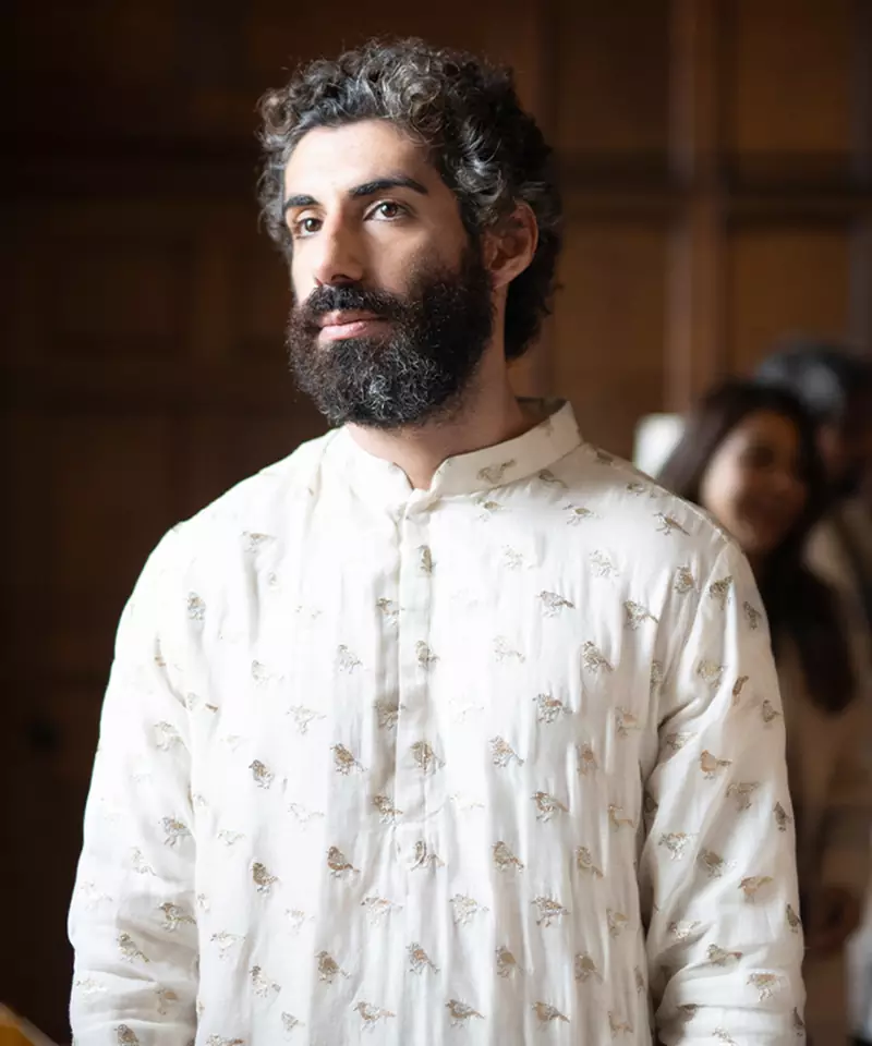 Organza Kurta with Cotton Silk Churidar for Men