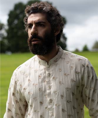 Cream Color Organza Kurta With Cream Color Cotton Silk Churidar 2
