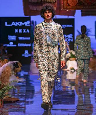 PS Men by Payal Singhal Aziz White Printed Velvet Kurta and Silkmul Churidar 1