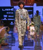 PS Men by Payal Singhal Aziz White Printed Velvet Kurta and Silkmul Churidar