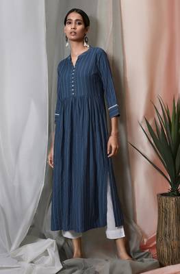 Janasya Blue woven rayon ethnic-kurtis 2