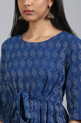 Blue woven cotton long dresses 5