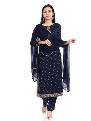 rayon blue ethnic kurtis 1