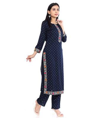 rayon blue ethnic kurtis 4