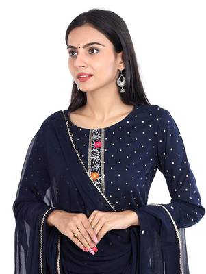 rayon blue ethnic kurtis 5