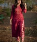 rayon red ethnic kurtis