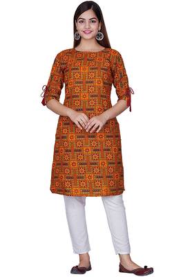 rayon mustard ethnic kurtis 1