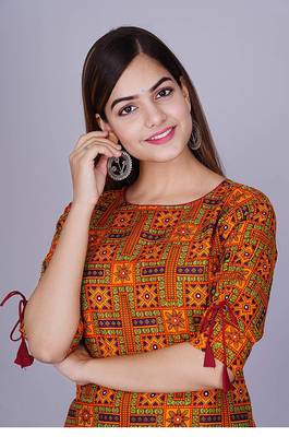 rayon mustard ethnic kurtis 3