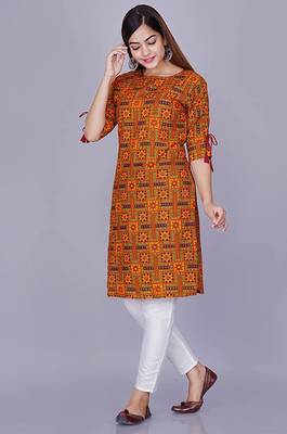 rayon mustard ethnic kurtis 4