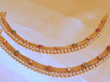 Pearl Polki Gold Plated Royal  Payal 2