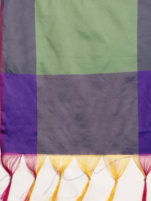 Turquoise woven cotton silk saree with blouse 3